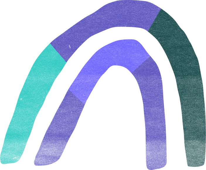 Double arch in teal, violet and pale violet segments
