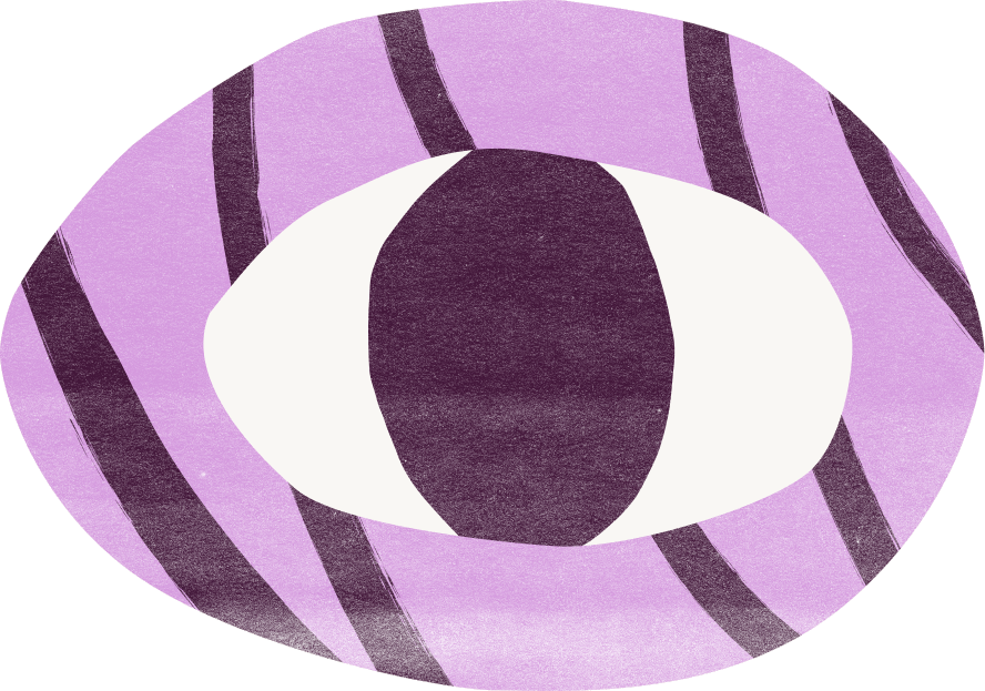 Eye illustration in lilac and purple stripes