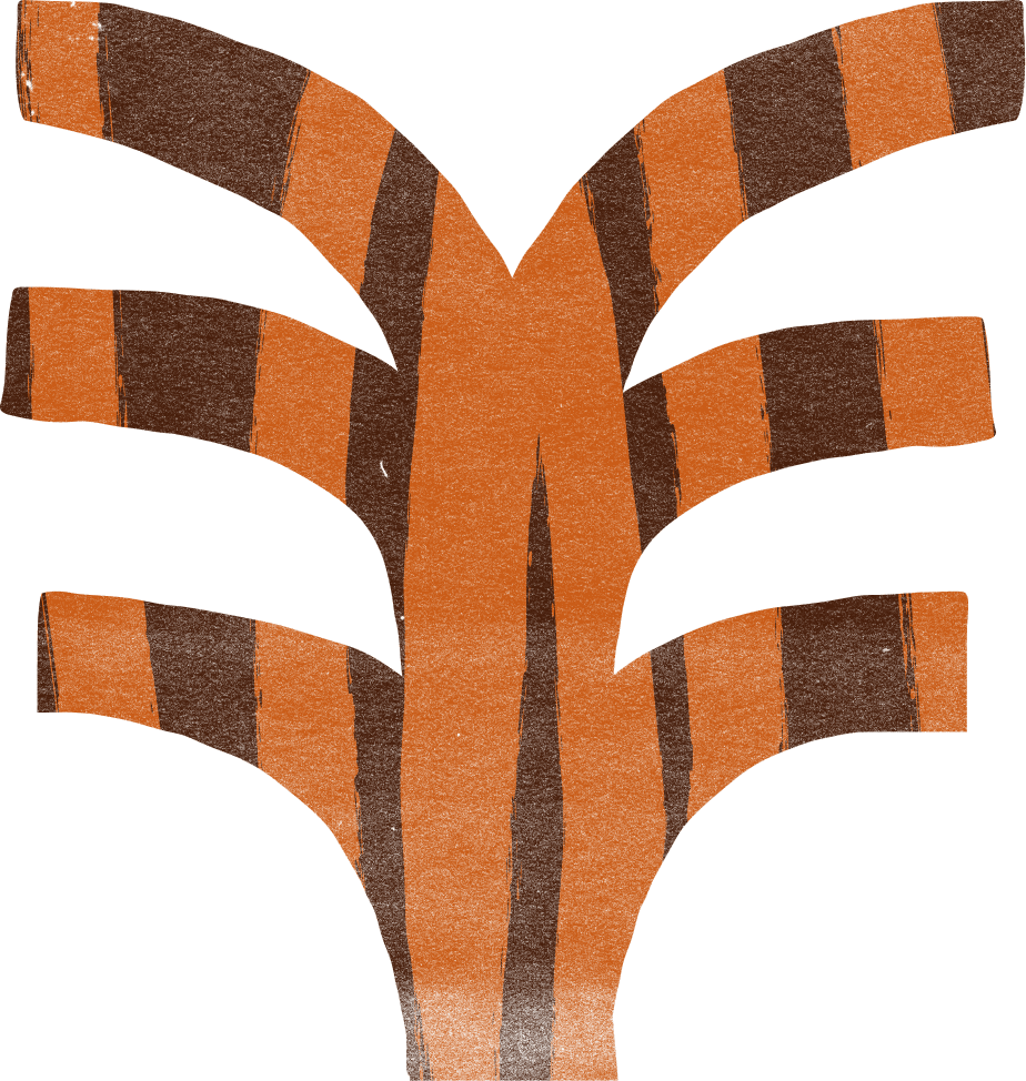 Burnt-orange coral illustration with bright orange stripes