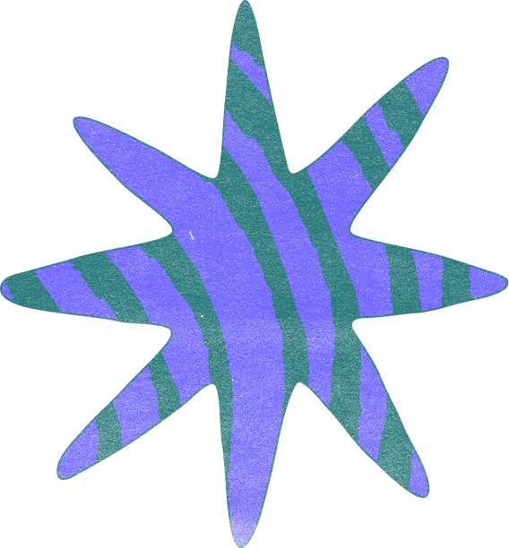 Violet star illustration with green stripes
